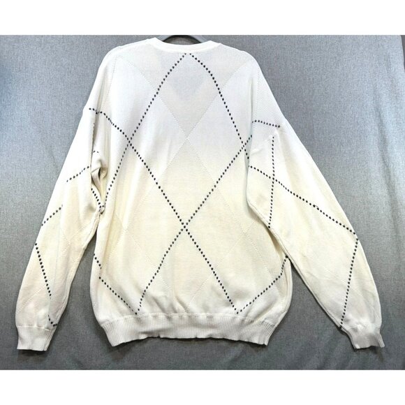 Vintage Nautica Mens Preppy Nautical Knit Sweater XXL White Argyle - Picture 8 of 12